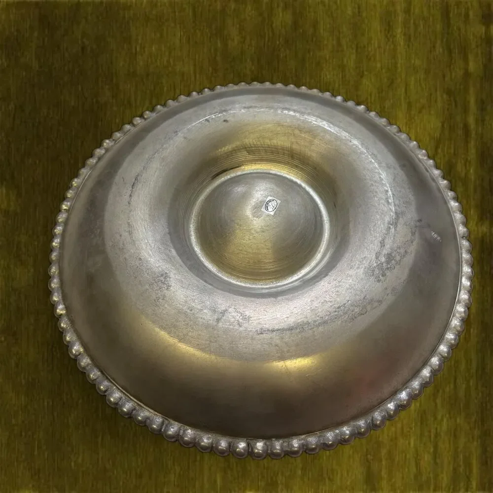 Boho Cottage Farmhouse Silver Colored Serving Chip and Dip Bowl